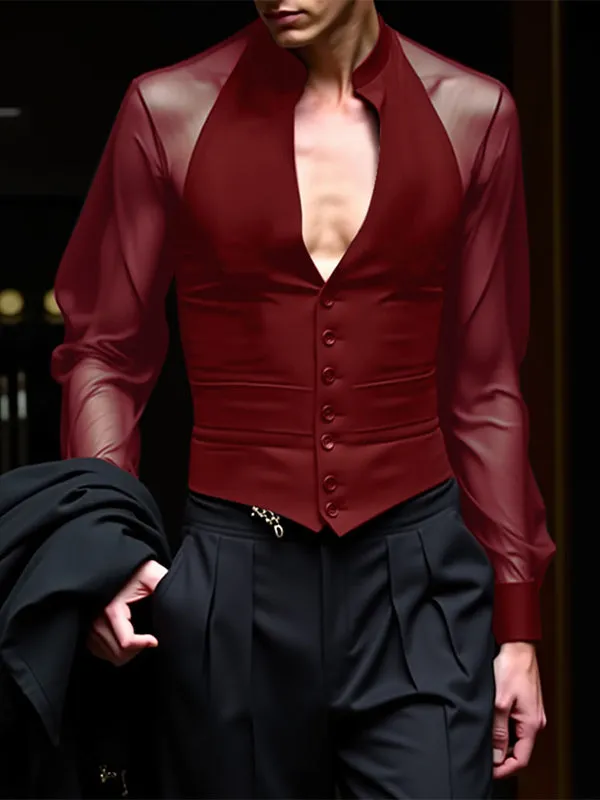 Mens Sheer Mesh Panel Long Sleeve Shirt SKUL03637 sold by Incerunmen product image thumbnail 3