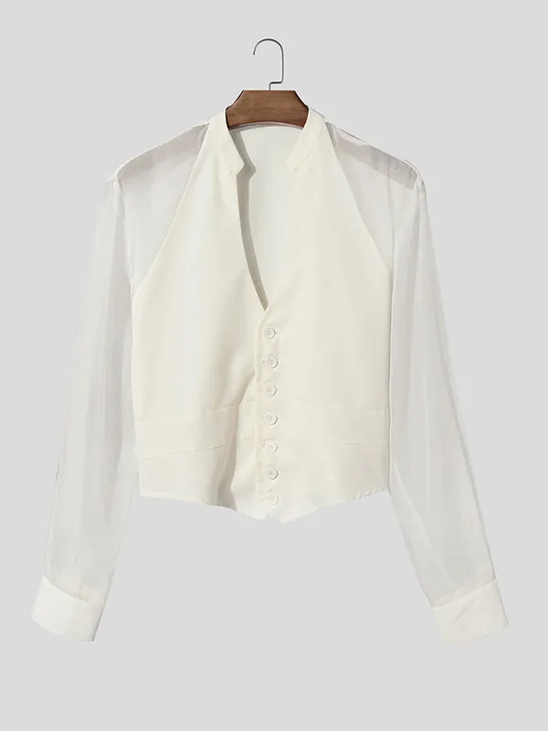 Mens Sheer Mesh Panel Long Sleeve Shirt SKUL03637 sold by Incerunmen product image thumbnail 4