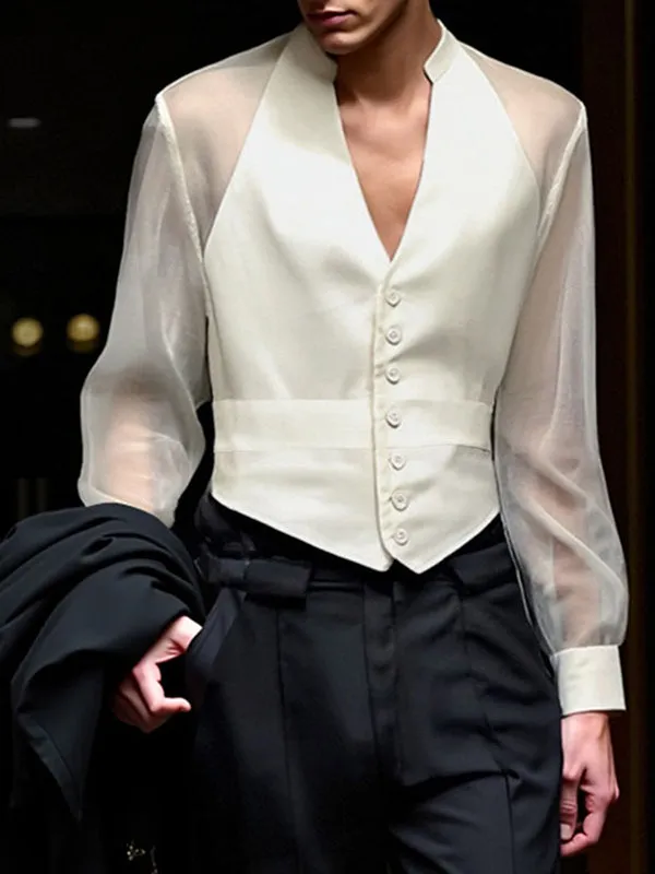 Mens Sheer Mesh Panel Long Sleeve Shirt SKUL03637 sold by Incerunmen product image thumbnail 2