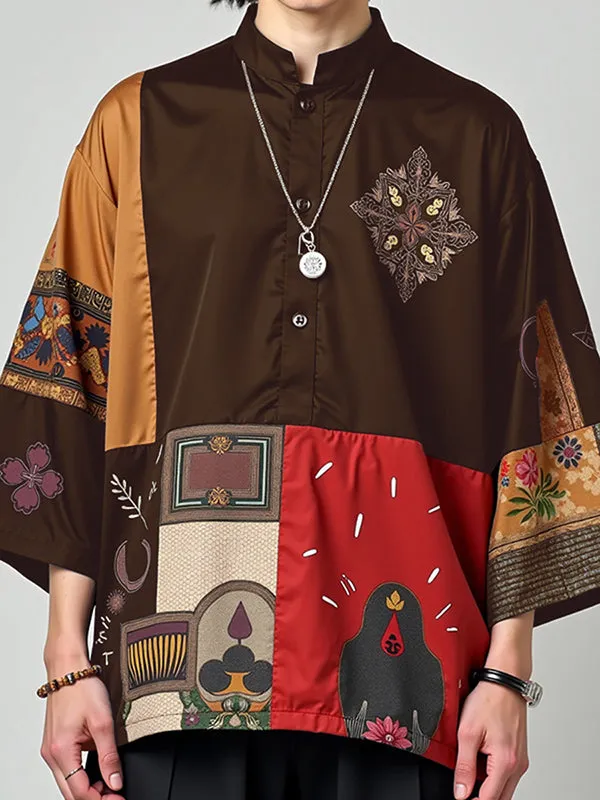 Mens Ethnic Print Color Block Long Sleeve Shirt SKUL02374 sold by Incerunmen product image thumbnail 2