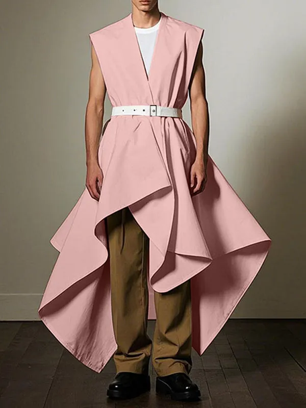 Mens Solid Color Irregular Pleated Long Waistcoat SKUL02381 sold by Incerunmen product image thumbnail 3