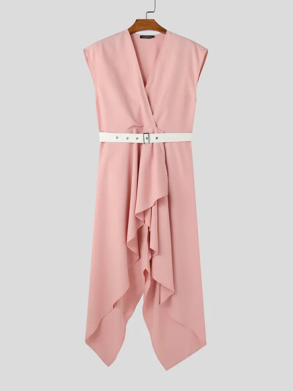 Mens Solid Color Irregular Pleated Long Waistcoat SKUL02381 sold by Incerunmen product image thumbnail 4