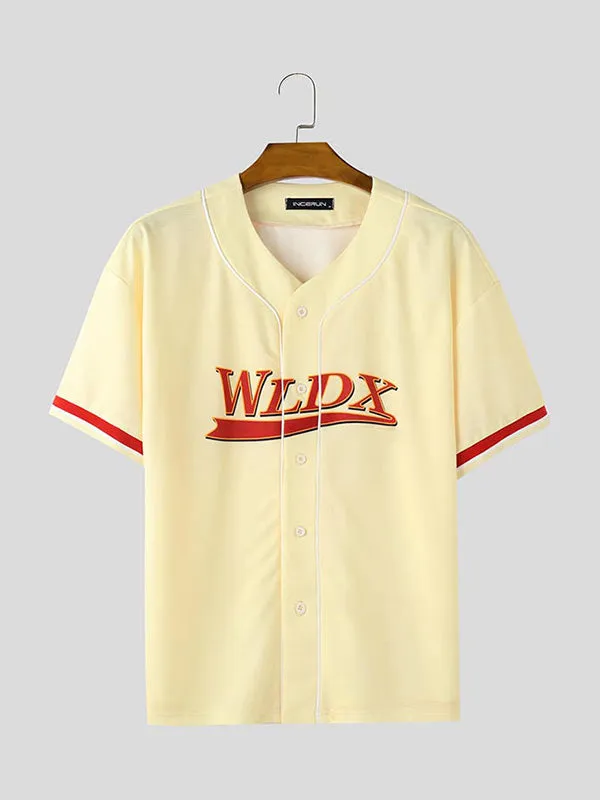 Mens Rugby-Inspired Print Short Sleeve Shirt SKUK89226 sold by Incerunmen product image thumbnail 4