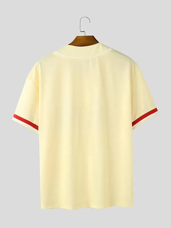 Mens Rugby-Inspired Print Short Sleeve Shirt SKUK89226 sold by Incerunmen product image thumbnail 5