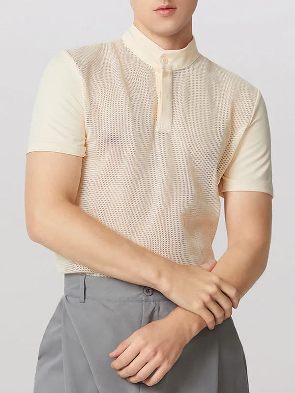 Mens Hollow-Out Mesh Patchwork Short Sleeve T-Shirt SKUL03639 sold by Incerunmen product image thumbnail 3