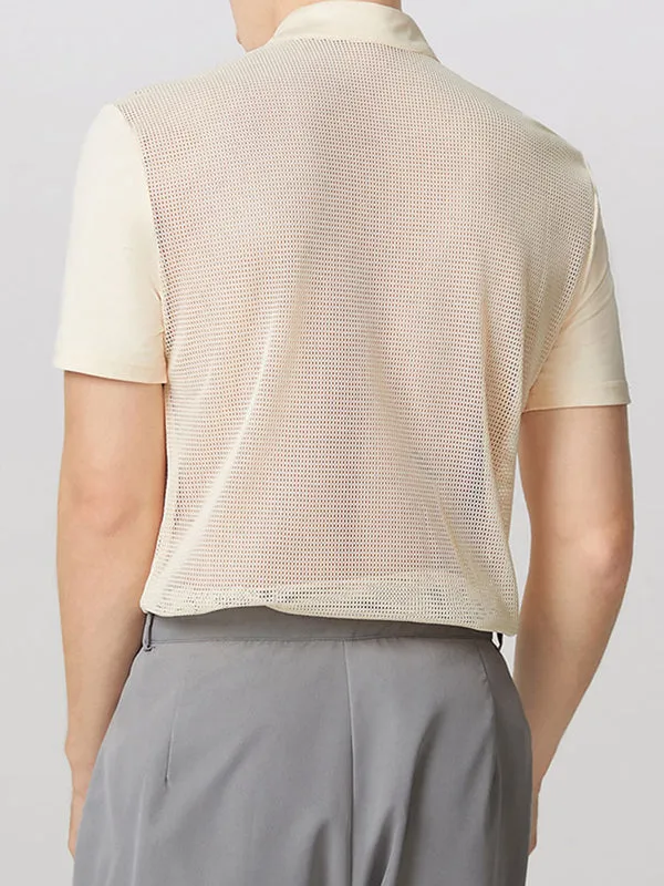 Mens Hollow-Out Mesh Patchwork Short Sleeve T-Shirt SKUL03639 sold by Incerunmen product image thumbnail 4