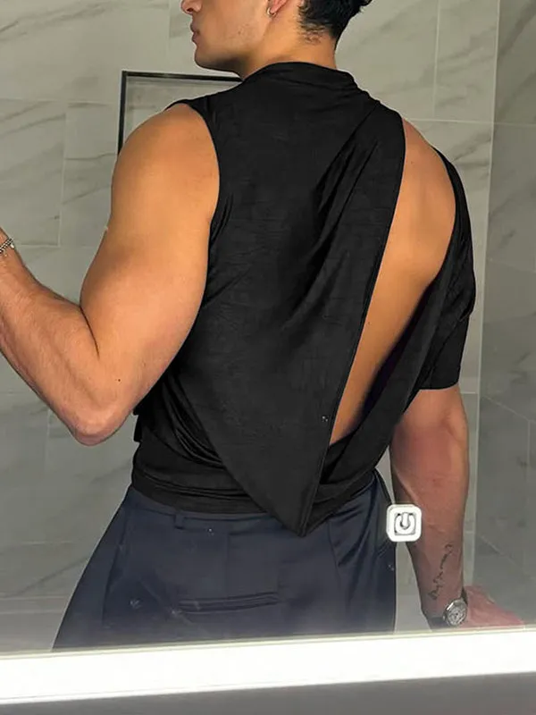 Mens Casual Solid Color One-Shoulder Tank SKUK99944 sold by Incerunmen product image thumbnail 2