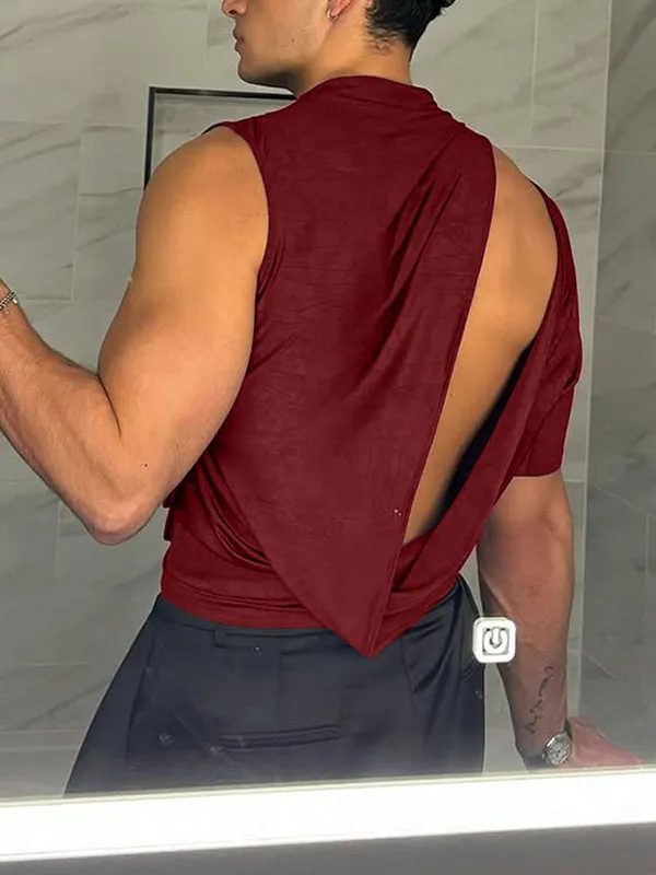 Mens Casual Solid Color One-Shoulder Tank SKUK99944 sold by Incerunmen product image thumbnail 4