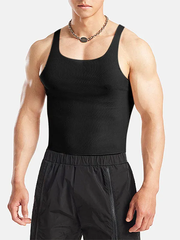 Mens Solid Color Sheer Casual Tank SKUK97830 sold by Incerunmen