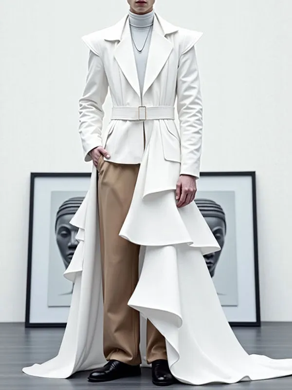 Mens Ruffled Hem Casual Long Sleeve Blazer SKUL04323 sold by Incerunmen