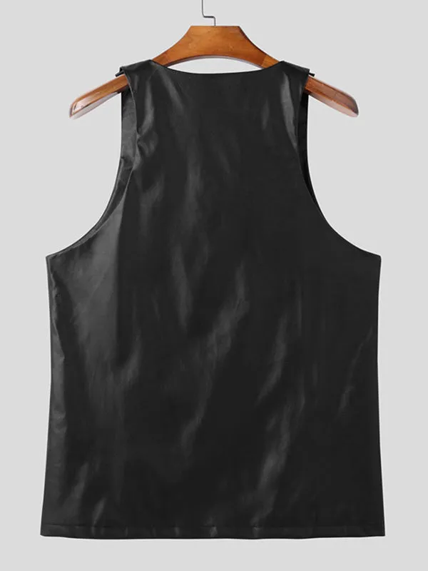Mens Leather Loose Casual Tank SKUL01316 sold by Incerunmen product image thumbnail 4