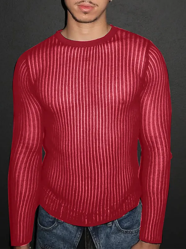 Mens Striped Sheer Long Sleeve T-Shirt SKUK99918 sold by Incerunmen product image thumbnail 5