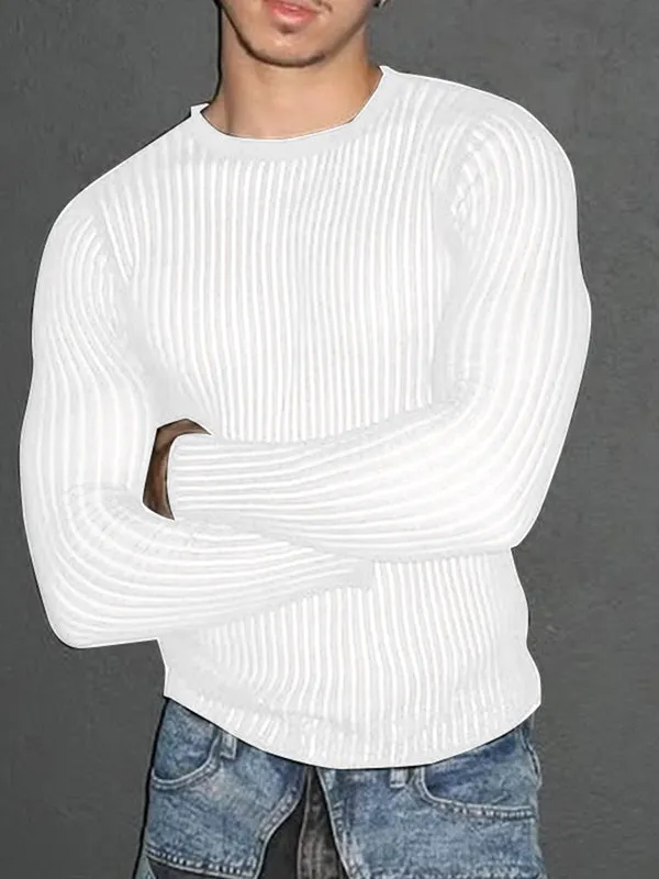 Mens Striped Sheer Long Sleeve T-Shirt SKUK99918 sold by Incerunmen product image thumbnail 4