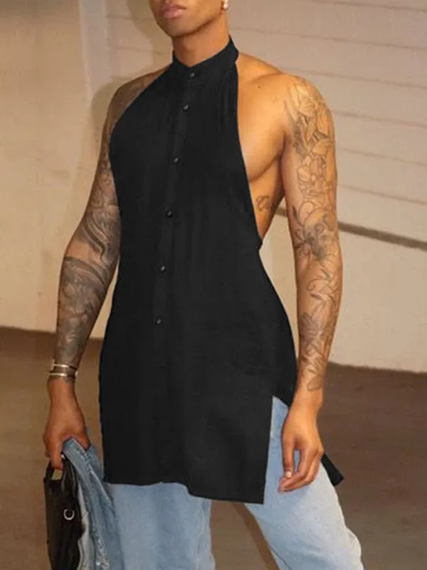 Mens Solid Color Backless Sleeveless Tank SKUL04374 sold by Incerunmen