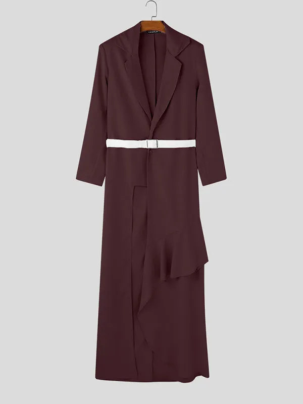 Mens Solid Color Ruffle Trim Long Blazer SKUL02257 sold by Incerunmen product image thumbnail 3