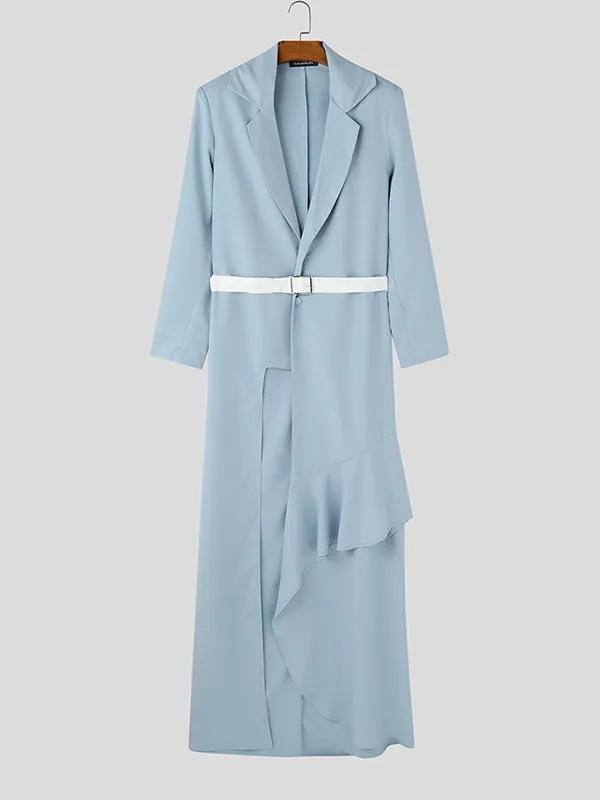 Mens Solid Color Ruffle Trim Long Blazer SKUL02257 sold by Incerunmen product image thumbnail 2