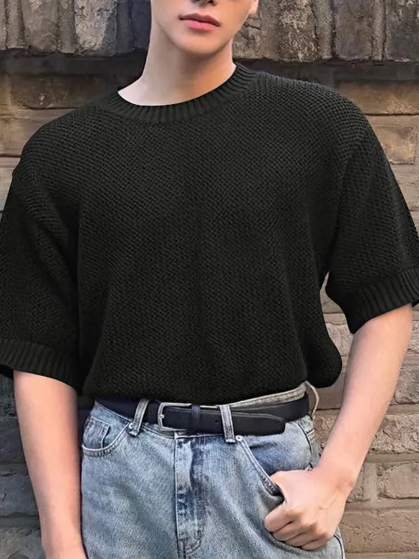 Mens Solid Color Hollow Short-Sleeve T-Shirt SKUL03119 sold by Incerunmen