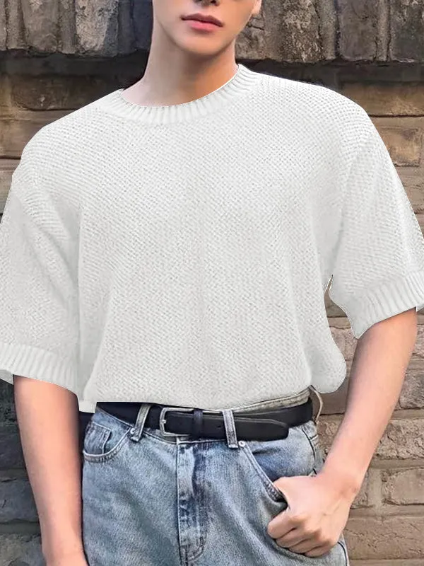 Mens Solid Color Hollow Short-Sleeve T-Shirt SKUL03119 sold by Incerunmen product image thumbnail 3