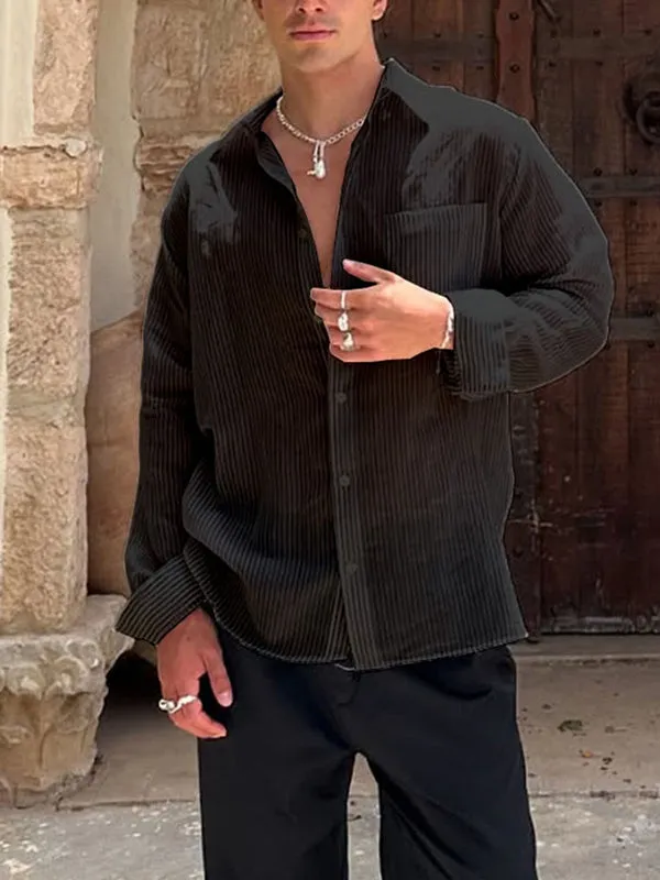 Mens Solid Color Striped Long Sleeve Shirt SKUL01244 sold by Incerunmen