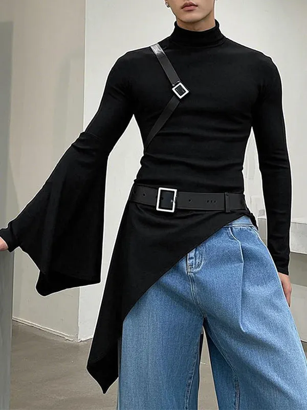 Mens Irregular Hem Long Sleeve T-Shirt SKUK99821 sold by Incerunmen