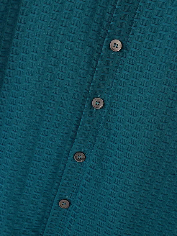 Mens Textured Stand Collar Short Sleeve Shirt SKUL02080 sold by Incerunmen product image thumbnail 5