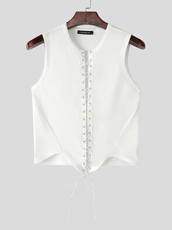 Mens Lace-Up Crossed Cropped Tank SKUK99941 sold by Incerunmen product image thumbnail 4