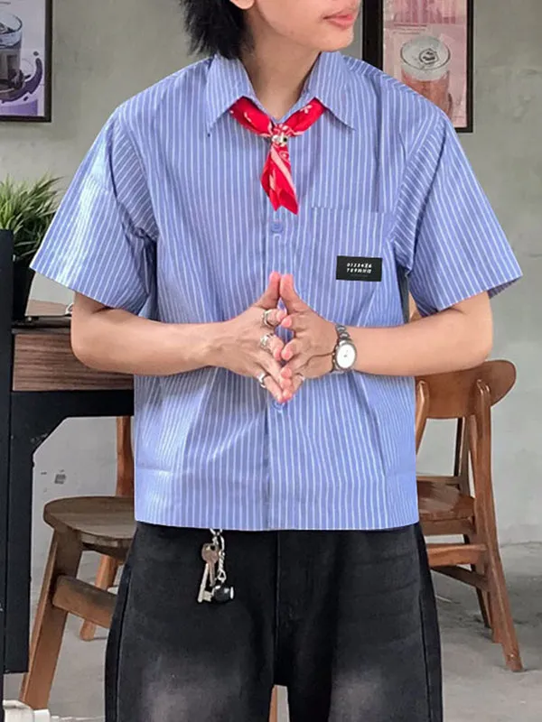 Mens Simple Striped Short Cropped Short Sleeve Shirt SKUL02352 sold by Incerunmen product image thumbnail 5