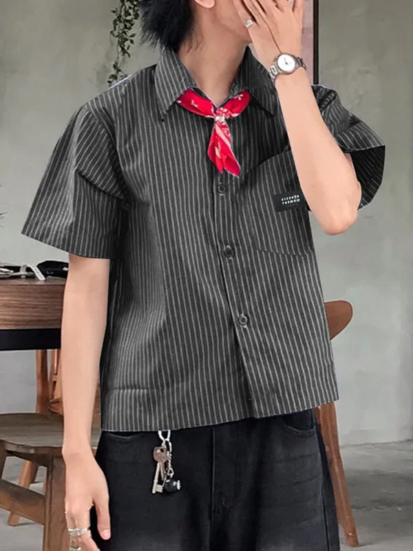 Mens Simple Striped Short Cropped Short Sleeve Shirt SKUL02352 sold by Incerunmen product image thumbnail 2
