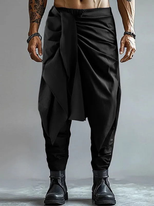 Mens Solid Color Irregular Pleated Long Pant SKUK99771 sold by Incerunmen