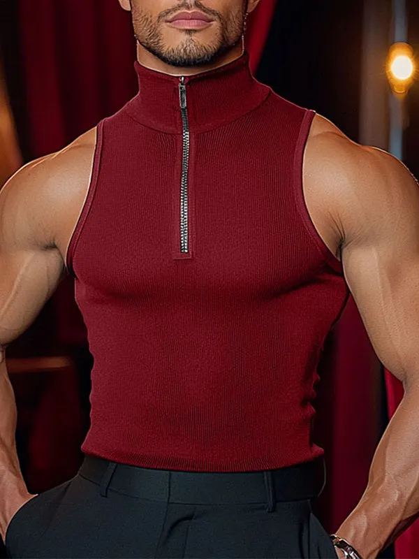 Mens Solid Color Zipper Textured Tank SKUL03646 sold by Incerunmen product image thumbnail 2