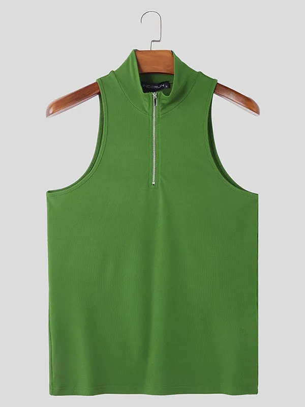 Mens Solid Color Zipper Textured Tank SKUL03646 sold by Incerunmen product image thumbnail 4