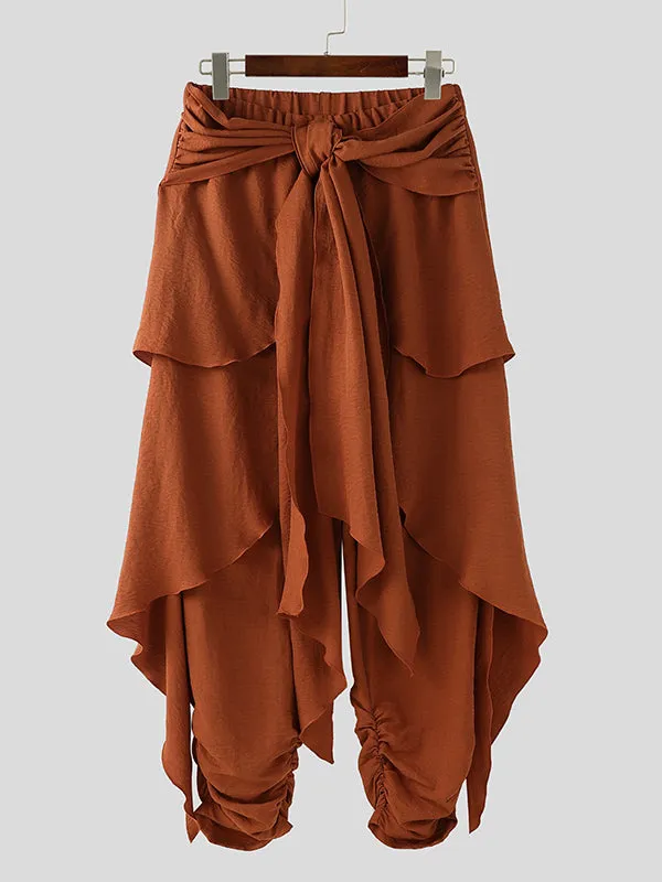 Mens Solid Color Asymmetrical Textured Ruched Pant SKUK99769 sold by Incerunmen product image thumbnail 4