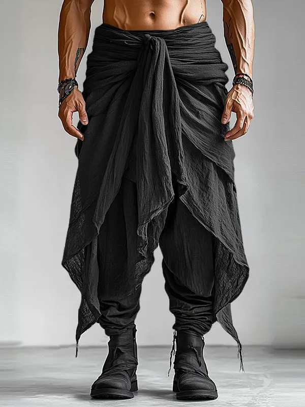 Mens Solid Color Asymmetrical Textured Ruched Pant SKUK99769 sold by Incerunmen