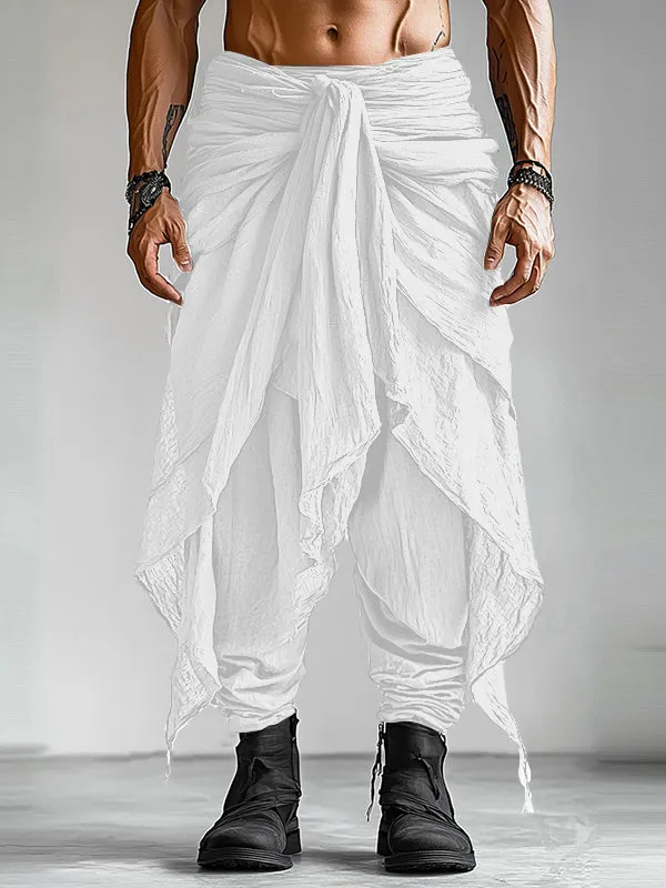 Mens Solid Color Asymmetrical Textured Ruched Pant SKUK99769 sold by Incerunmen product image thumbnail 2