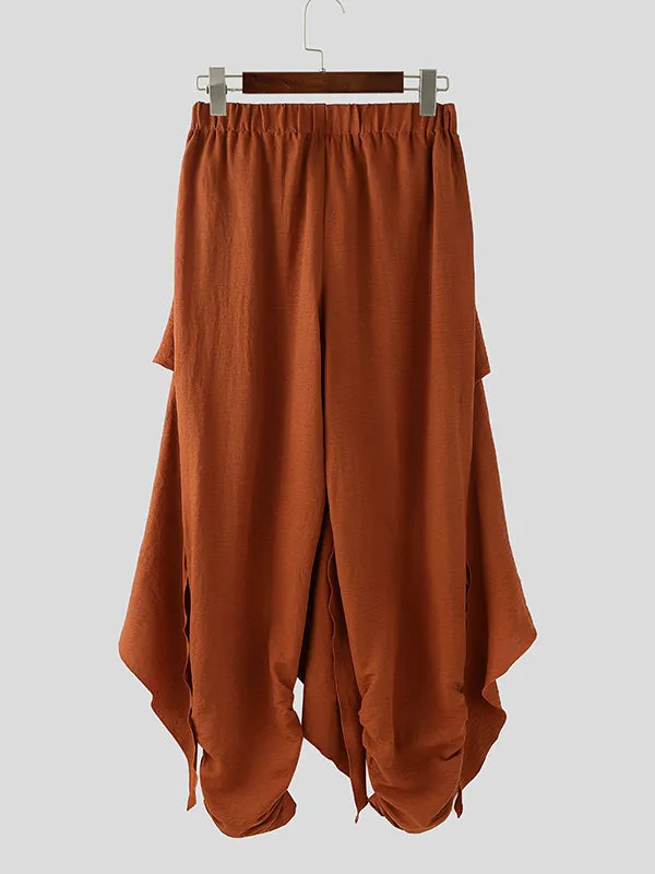 Mens Solid Color Asymmetrical Textured Ruched Pant SKUK99769 sold by Incerunmen product image thumbnail 5