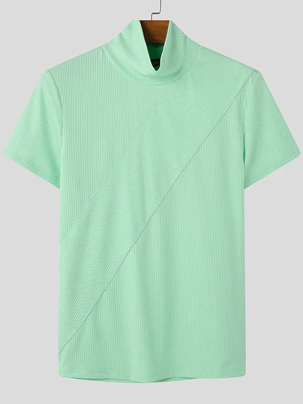 Mens Solid Textured Short Sleeve T-Shirt SKUL04390 sold by Incerunmen product image thumbnail 4