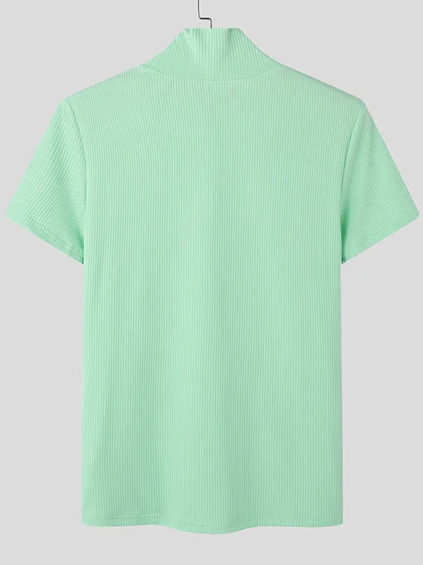 Mens Solid Textured Short Sleeve T-Shirt SKUL04390 sold by Incerunmen product image thumbnail 5