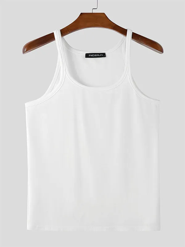 Mens Solid Color Casual Slightly Sheer Tank SKUL01339 sold by Incerunmen product image thumbnail 4