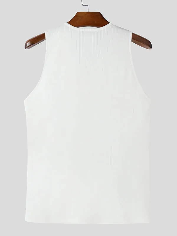 Mens Solid Color Asymmetrical Zip-Up Tank SKUL01332 sold by Incerunmen product image thumbnail 5