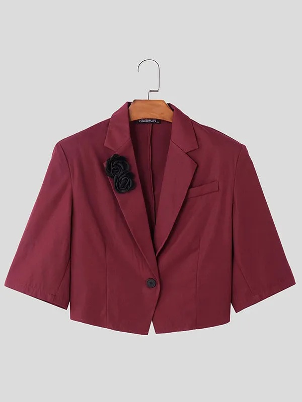 Mens 3D Floral Patchwork Cropped Short Sleeve Blazer SKUL01251 sold by Incerunmen product image thumbnail 4