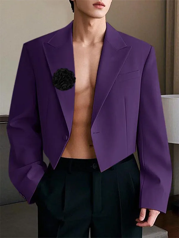 Mens 3D Floral Patchwork Cropped Long Sleeve Blazer SKUL02389 sold by Incerunmen product image thumbnail 3