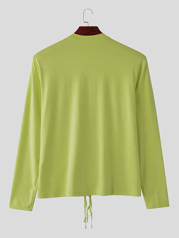 Mens Tie-Up Interwoven Hollow-Out Long Sleeve T-Shirt SKUK95749 sold by Incerunmen product image thumbnail 5