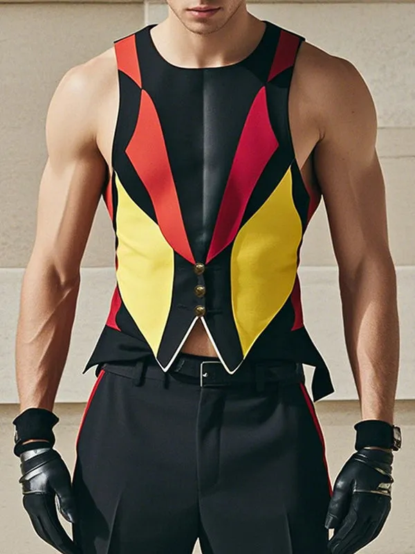 Mens Butterfly Color-Block Print Tank SKUK94603 sold by Incerunmen