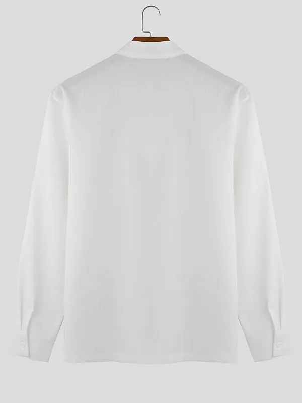 Mens Solid Color Casual Long Sleeve Shirt SKUK99013 sold by Incerunmen product image thumbnail 5