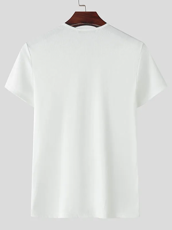 Mens Textured Zip-Up Short Sleeve T-Shirt SKUL01341 sold by Incerunmen product image thumbnail 5