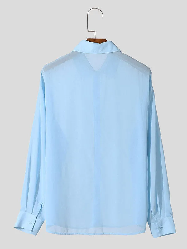 Mens Casual Sheer Mesh Long Sleeve Shirt SKUK99011 sold by Incerunmen product image thumbnail 5