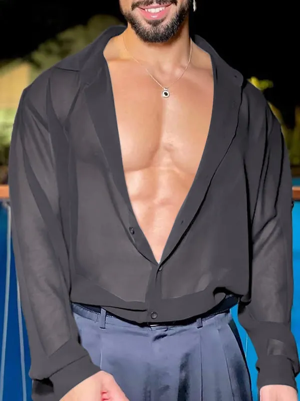 Mens Casual Sheer Mesh Long Sleeve Shirt SKUK99011 sold by Incerunmen product image thumbnail 2