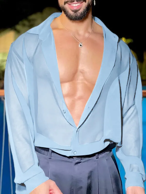 Mens Casual Sheer Mesh Long Sleeve Shirt SKUK99011 sold by Incerunmen product image thumbnail 3