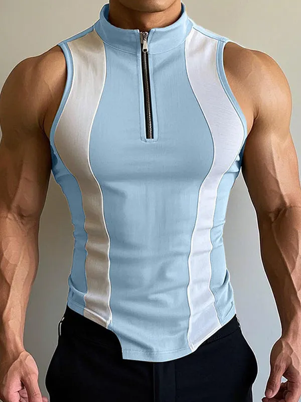 Mens Casual Color-Block Half-Zip Tank SKUK99932 sold by Incerunmen product image thumbnail 3