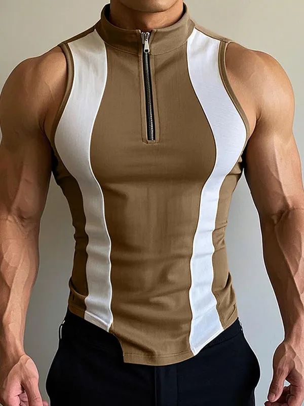 Mens Casual Color-Block Half-Zip Tank SKUK99932 sold by Incerunmen product image thumbnail 2